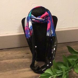 Paint splatter black sequence scarf (girls)